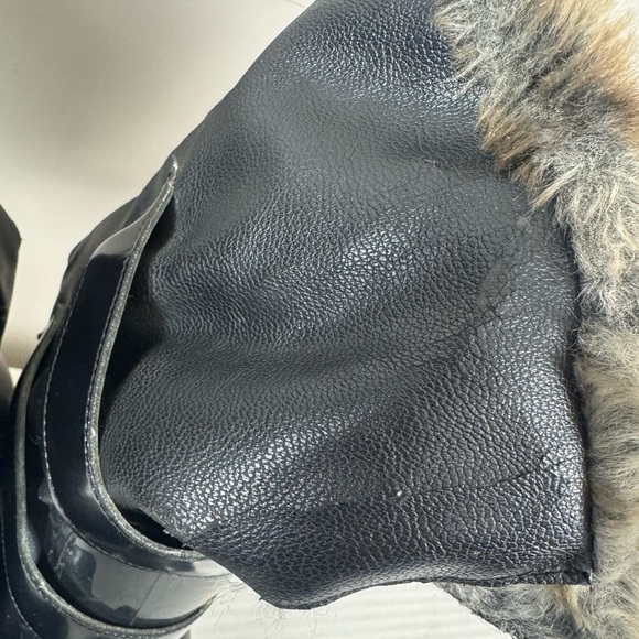 Stuart Weizmann snowflake black grainy nero rubber boot size 8.5 39 faux fur - Picture 10 of 17